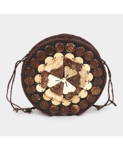 Lucky Charm                         Women's Brown Coconut Shell Sling Bag