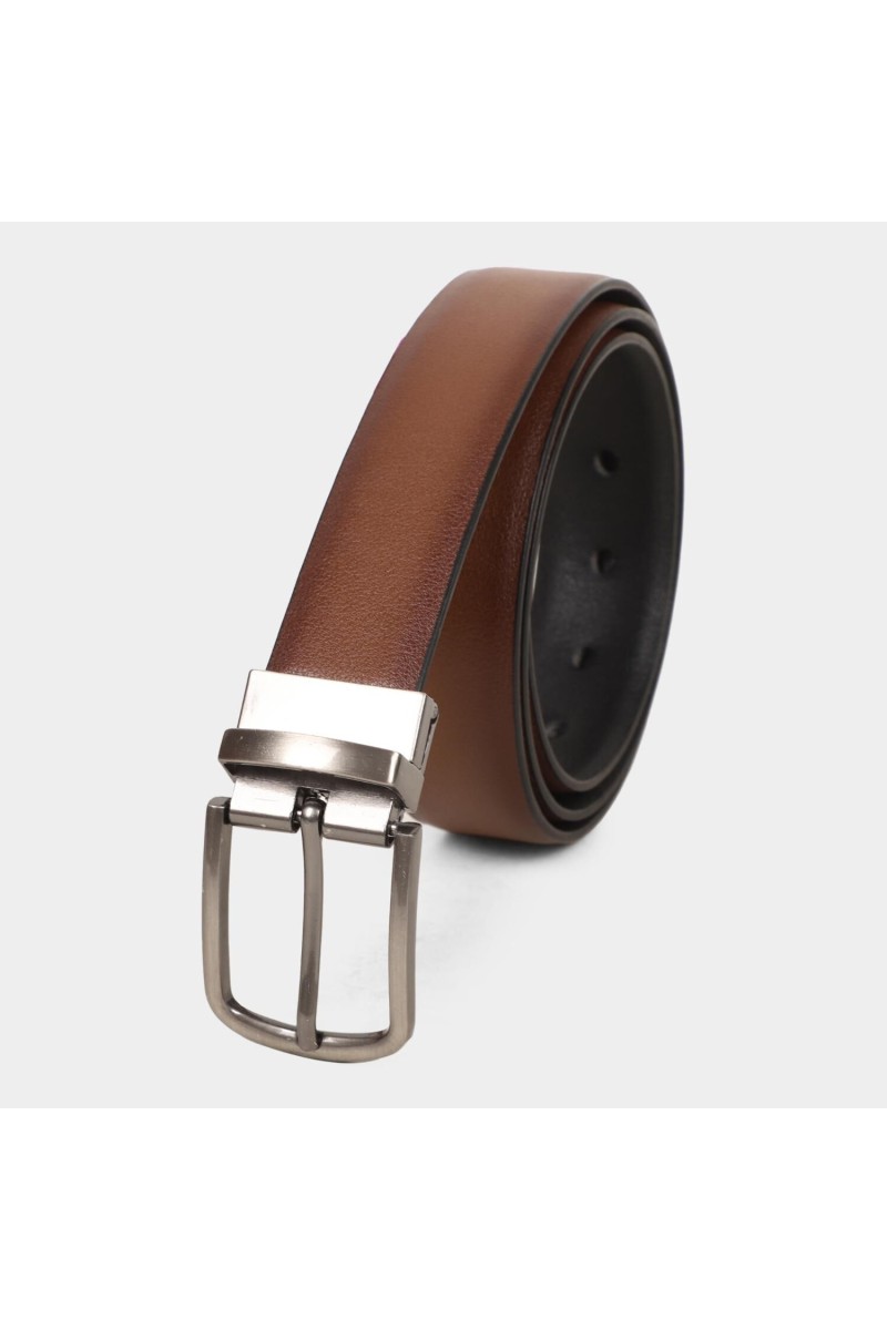 Black Tie                         Men's Brown Polyurethane Formal Belt