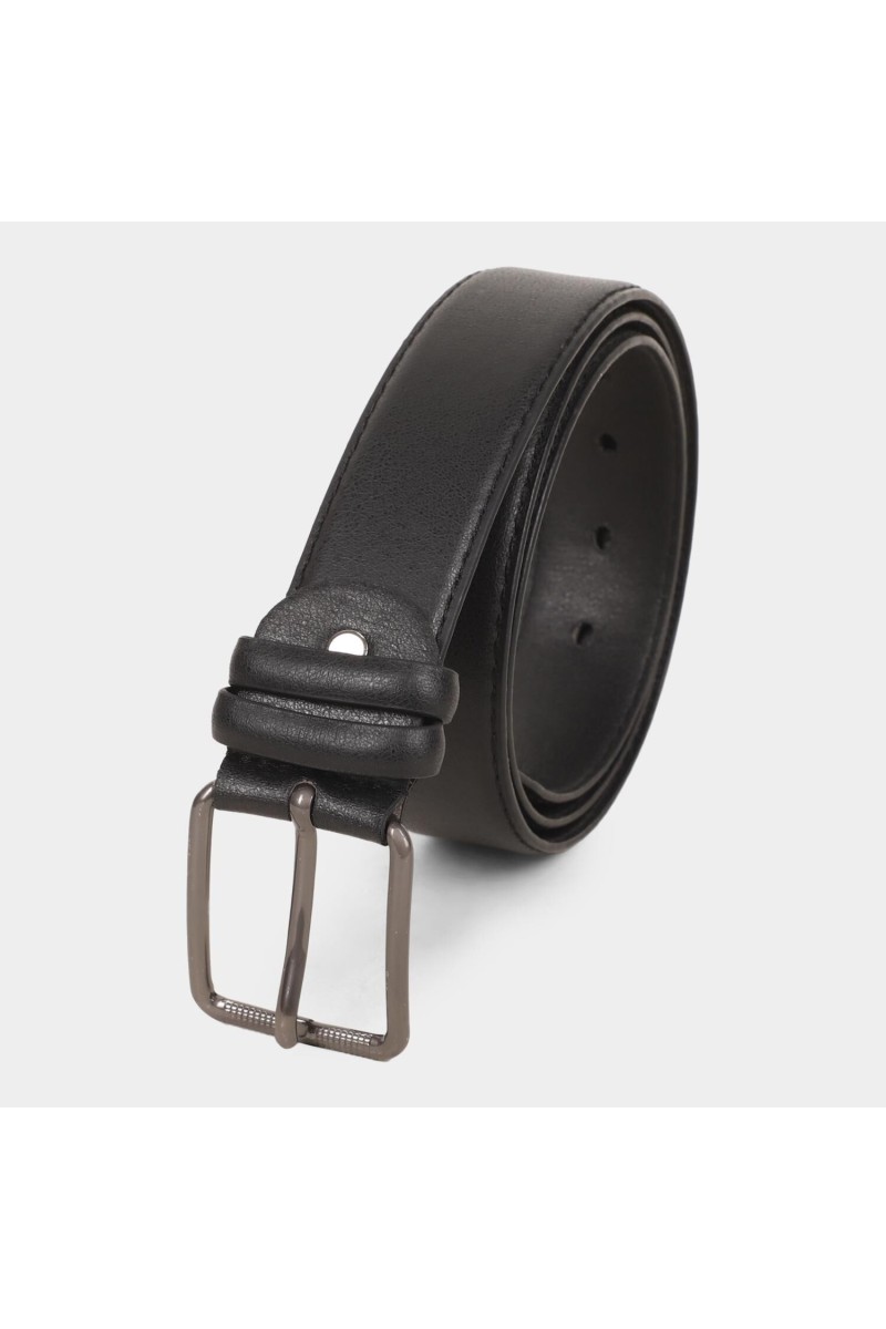 Black Tie                         Men's Black Polyurethane Formal Belt