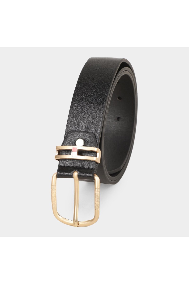 Black Tie                         Men's Black Polyurethane Casual Belt