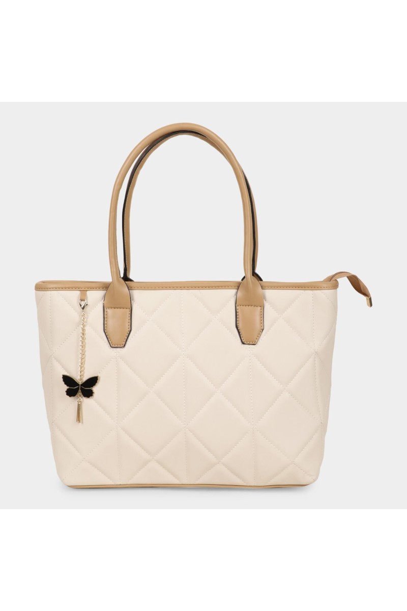 Lucky Charm                         Women's Beige Polyurethane Tote Bag