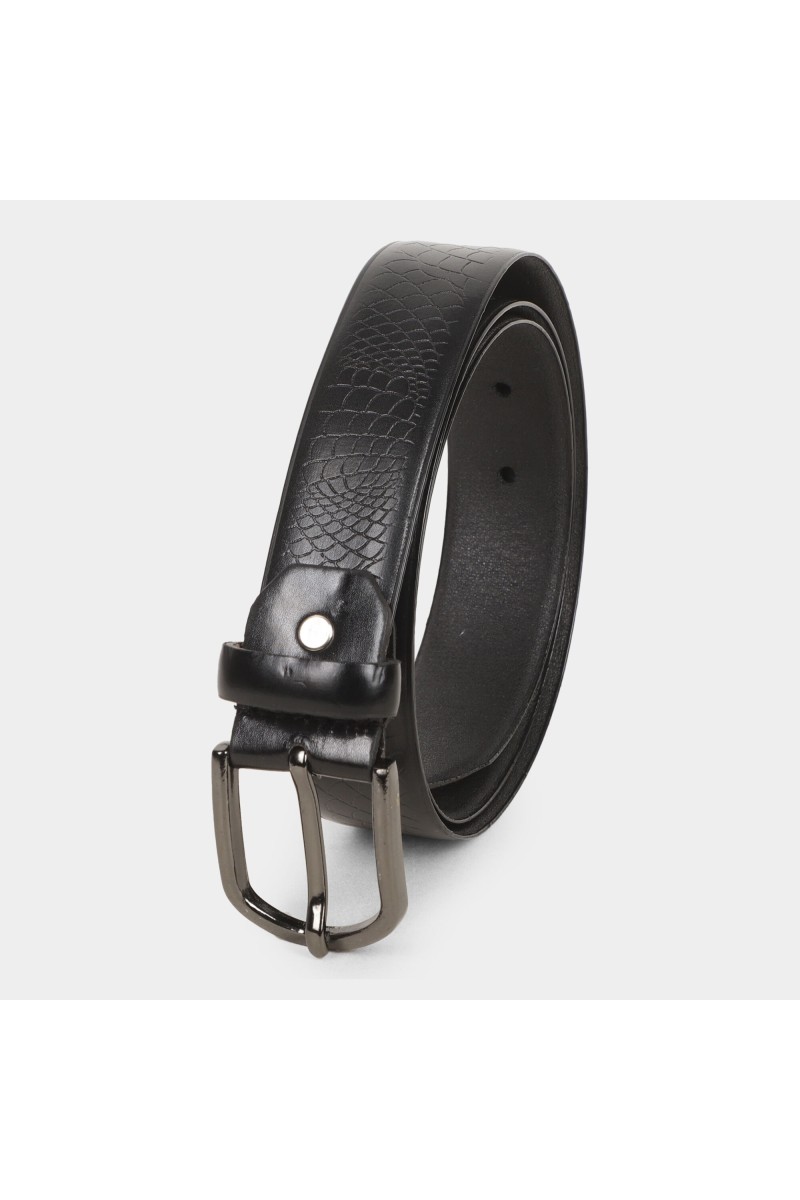 Black Tie                         Men's Black Polyurethane Casual Belt