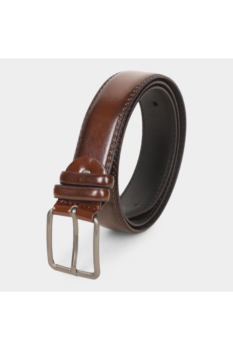 Black Tie                         Men's Brown Polyurethane Formal Belt
