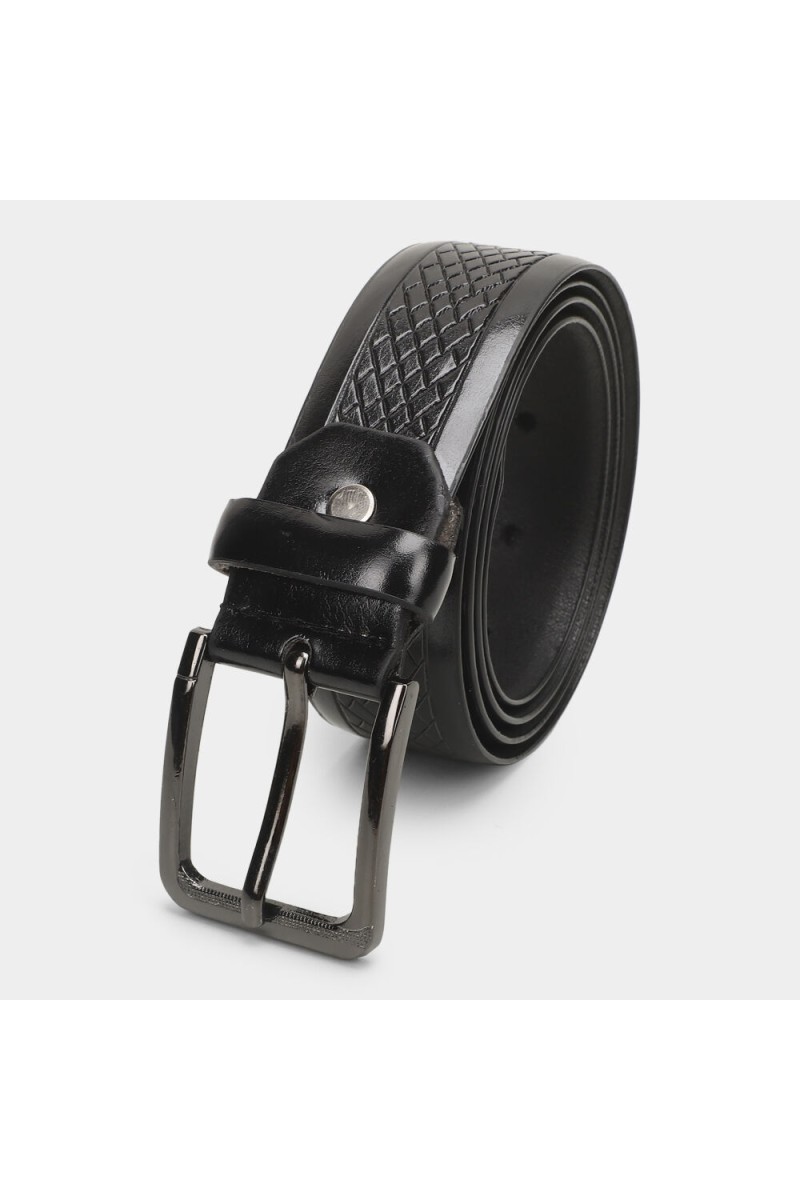 Black Tie                         Men's Black Polyurethane Belt