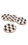 Geometric Round Black Coaster Set of 4