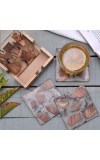 Handmade Clear Epoxy Resin and Cedar Wood Set of 4 Decorative Table Coasters with Cover