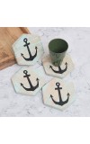 Engraved Modern Wooden Coasters for Decor - Pack of 4