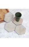 Vintage Finish Hexagon Wooden Tea Coasters - Pack of 4
