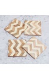 White and Brown Wooden Tea Coasters - Pack of 4