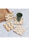 White and Brown Wooden Tea Coasters - Pack of 4