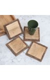 Vintage Style Brown Wooden Tea Coasters - Pack of 4