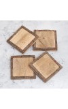 Vintage Style Brown Wooden Tea Coasters - Pack of 4