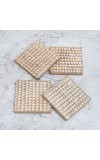 Handmade Brown and White Pattern Wooden Coasters - Pack of 4