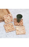 White and Brown Honeycomb Pattern Wooden Coasters - Pack of 4