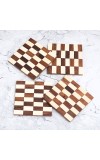 White and Brown Handcrafted Wooden Coasters - Pack of 4
