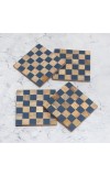 Blue and Brown Check Pattern Wooden Coasters - Pack of 4