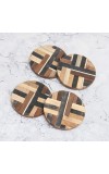 Antique Brown Wooden Coasters for Decoration - Pack of 4