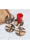 Antique Brown Wooden Coasters for Decoration - Pack of 4