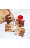Brown Vintage Style Wooden Coasters - Pack of 4