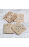 Modern Jali Engraved Wooden Coasters - Pack of 4
