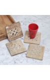 Modern Jali Engraved Wooden Coasters - Pack of 4