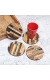 Circle Shaped Handmade Brown Wooden Coasters - Pack of 4