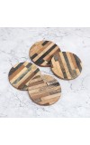 Circle Shaped Handmade Brown Wooden Coasters - Pack of 4