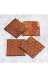 Honeycomb Pattern Brown Wooden Coasters - Pack of 4