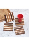Handmade Brown Pattern Wooden Coasters - Pack of 4