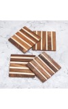 Handmade Brown Pattern Wooden Coasters - Pack of 4