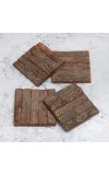 Vintage Style Brown Wooden Coasters - Pack of 4