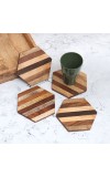 Modern Brown Wooden Coasters for Decor - Pack of 4