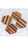 Modern Brown Wooden Coasters for Decor - Pack of 4