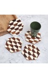 Hexagon Shaped Decorative Wooden Coasters - Pack of 4