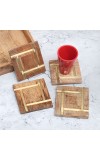 Decorative High-Quality Wooden Coasters - Pack of 4