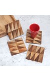 Square Shaped Brown Wooden Coasters - Pack of 4