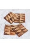 Square Shaped Brown Wooden Coasters - Pack of 4