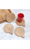 Antique Brown Handmade Wooden Coasters - Pack of 4