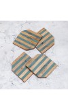 Blue and Brown Premium Wooden Coasters - Pack of 4