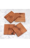 Square Shaped Brown Wooden Coasters - Pack of 4