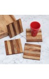Modern Brown Pattern Wooden Coasters - Pack of 4