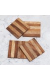 Modern Brown Pattern Wooden Coasters - Pack of 4