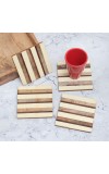 White and Brown Handmade Wooden Coasters - Pack of 4