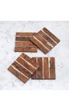 Handcrafted Dark Brown Wooden Coasters - Pack of 4