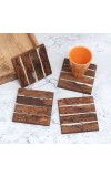 Handcrafted Dark Brown Wooden Coasters - Pack of 4