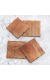 Antique Brown Finish Wooden Coasters - Pack of 4