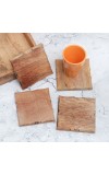 Antique Brown Finish Wooden Coasters - Pack of 4