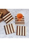 Brown and White Coloured Wooden Coasters Pack of 4